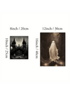 Frightful Delight: Haunted House Canvas Poster Set - Perfect Halloween Decor for Bedroom and Living Room