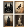 Frightful Delight: Haunted House Canvas Poster Set - Perfect Halloween Decor for Bedroom and Living Room