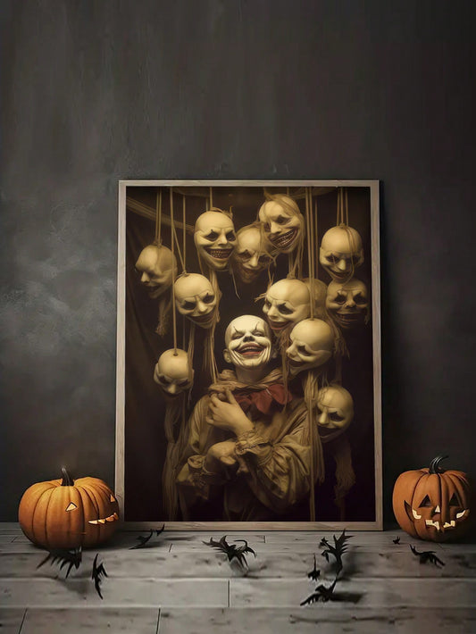 Smiling Faces Horror Canvas Poster - Spooky Halloween Wall Art for Home Decor