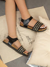 Stylish and Comfortable Black Buckle Flat Sandals for Plus Size Women