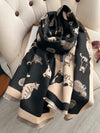 Charming Cat Jacquard Scarf: Cozy Faux Cashmere Accessory for Autumn/Winter