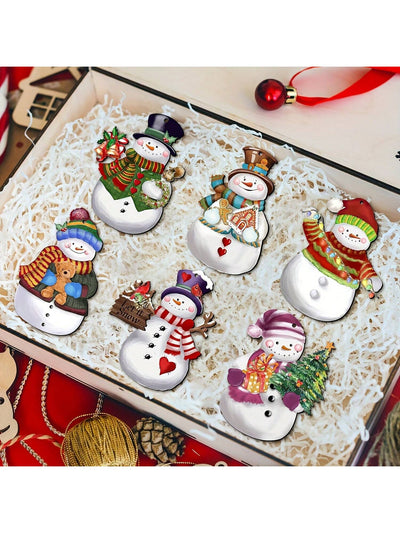 Charming 24-Piece Wooden Snowman Ornament Set – Perfect for Holiday Decor & Crafts