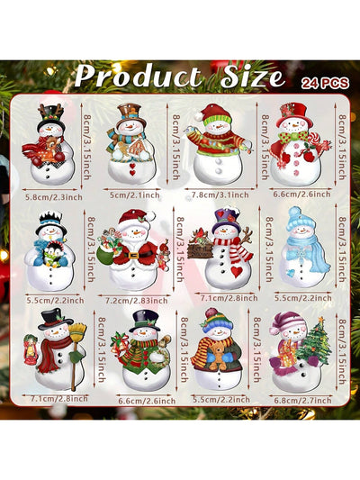 Charming 24-Piece Wooden Snowman Ornament Set – Perfect for Holiday Decor & Crafts