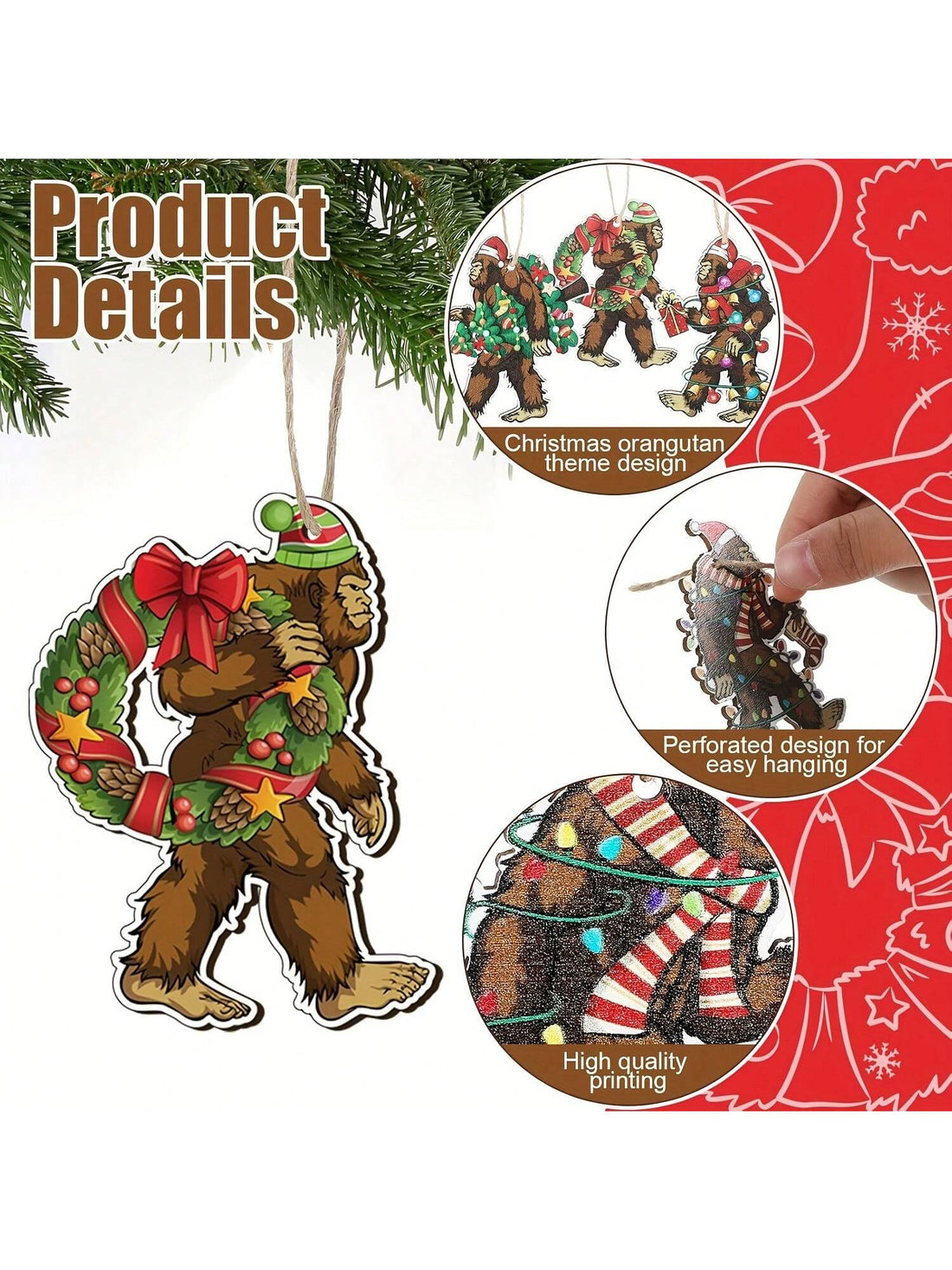 Enhance your holiday decorations with our Whimsical Bigfoot Christmas Tree Ornament Set. This 27-piece wooden set brings a unique touch to your tree, spreading fun holiday cheer. Crafted with quality materials, each ornament features intricate designs that will delight both children and adults alike.
