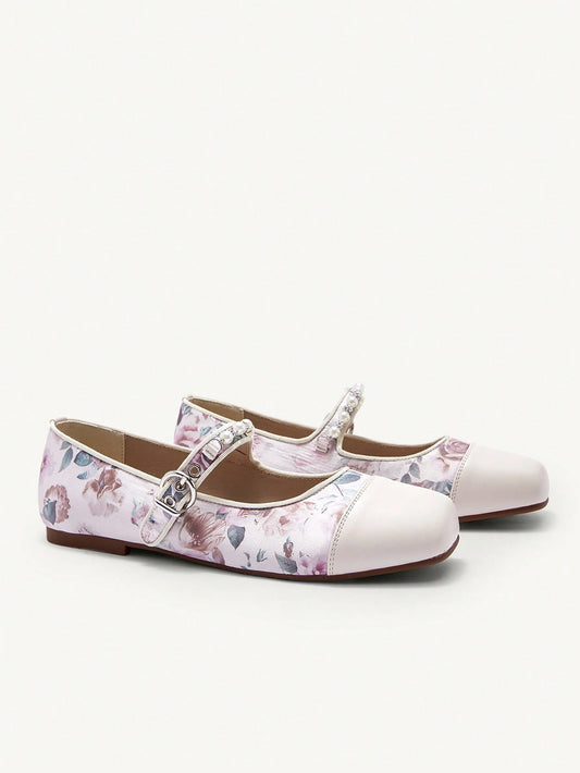 Chic Square Toe Rhinestone & Pearl Slip-On Flats for Elegant Comfort