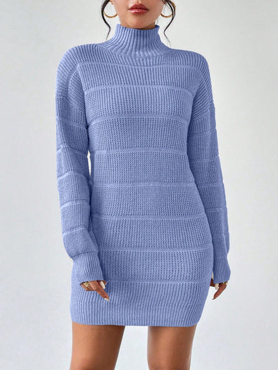 Chic & Casual: Collarless Long Sleeve Pullover Dress