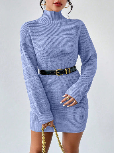 Chic & Casual: Collarless Long Sleeve Pullover Dress