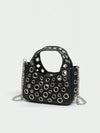 Chic Riveted Crossbody Handbag: Luxury PU Leather with Top Handle & Adjustable Strap