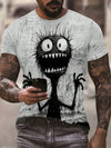 Fun and Playful Men's Cartoon Printed Short Sleeve T-Shirt for Summer