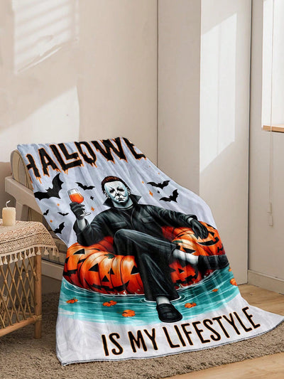 Colorful Halloween Graffiti Flannel Blanket: Perfect for Sofa, Bed, and Travel