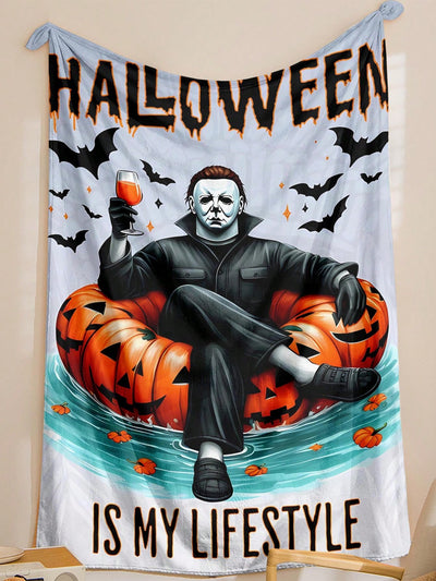 Colorful Halloween Graffiti Flannel Blanket: Perfect for Sofa, Bed, and Travel