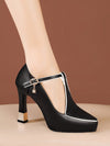 Chic & Confident: Plus Size Pointed Toe Platform High Heels with Buckle