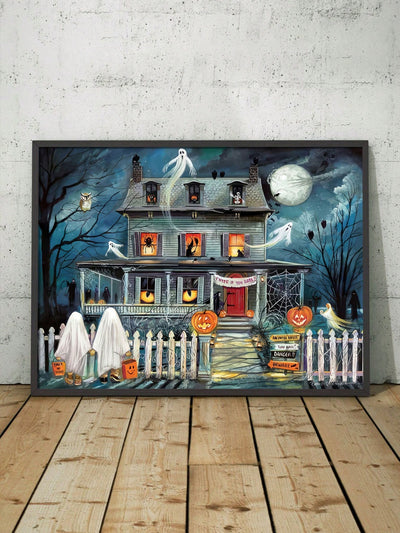 Spooky Pumpkin Canvas Poster - Perfect Halloween Wall Decor for a Hauntingly Chic Home