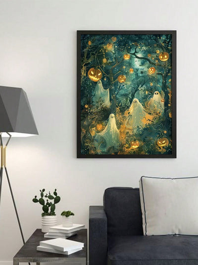 Spooky Pumpkin Canvas Poster - Perfect Halloween Wall Decor for a Hauntingly Chic Home