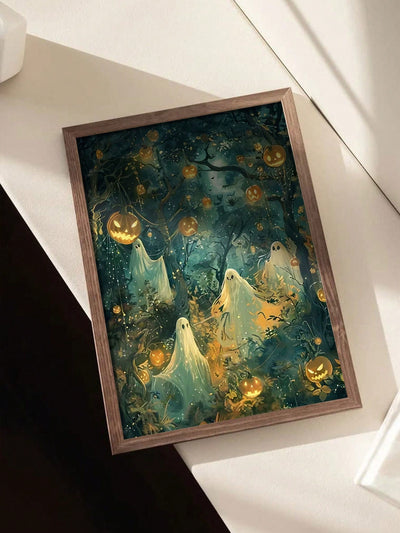 Spooky Pumpkin Canvas Poster - Perfect Halloween Wall Decor for a Hauntingly Chic Home