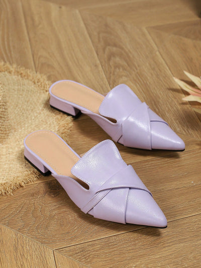 Summer Chic: Women's Soft Pointed Toe Slip-On Mules with Thick Heel