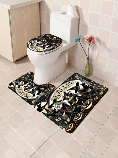 Feline Fall Fun: Cat Pumpkin Bathroom Decor Set for Comprehensive Bathroom Scenarios