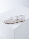 Elegance in Bloom: Women's Floral Embroidered White Mesh Ballet Flats