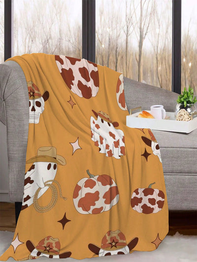 Spooky Fall Flannel: Halloween Themed Cozy Blanket - Perfect Gift for Thanksgiving or Birthdays