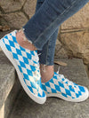 Chic & Comfy Blue & White Plaid Casual Sneakers for Oktoberfest