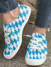 Chic & Comfy Blue & White Plaid Casual Sneakers for Oktoberfest