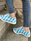 Chic & Comfy Blue & White Plaid Casual Sneakers for Oktoberfest