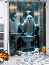 Pumpkin and Bat Halloween Shower Curtain - Waterproof Polyester with Hooks