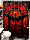 Pumpkin and Bat Halloween Shower Curtain - Waterproof Polyester with Hooks