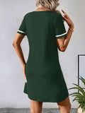 contrast trim V neck short sleeve T shirt mini dress image 11