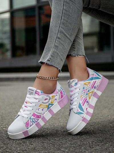 Urban Graffiti Print Sneakers: Wear-Resistant Campus Hip-Hop Style