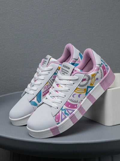 Urban Graffiti Print Sneakers: Wear-Resistant Campus Hip-Hop Style