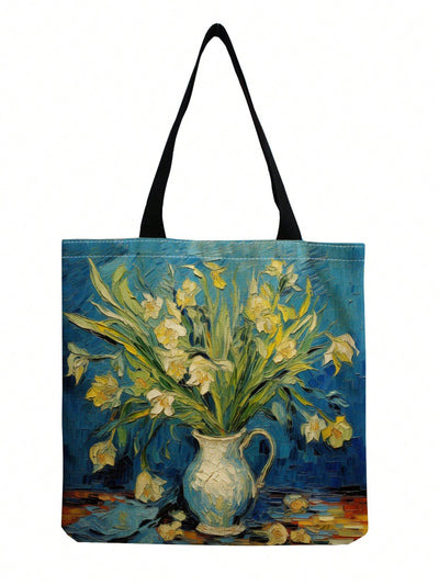 Van Gogh Floral Canvas Tote Bag: Aesthetic Art Handbag for Art Lovers