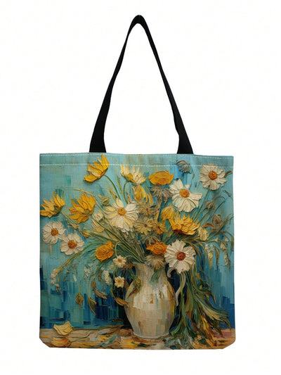 Van Gogh Floral Canvas Tote Bag: Aesthetic Art Handbag for Art Lovers