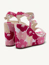 Cute and Comfortable Multicolor Fabric Buckled Wedge Sandals with Thick Soles