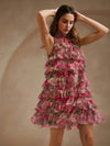 Chic Layered Ruffled Halterneck Dress - Perfect for Your Next Vacation!