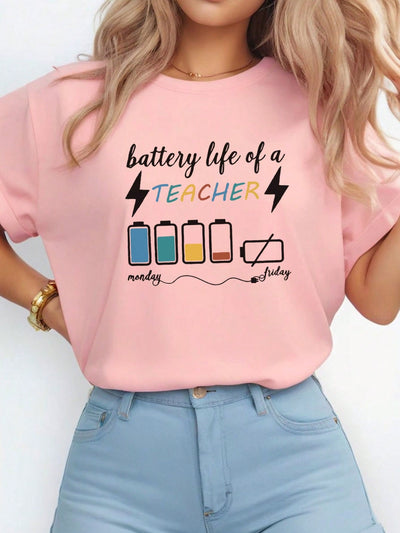 Power Up Your Classroom Style: Essence Battery Life Graphic T-Shirt for Teachers