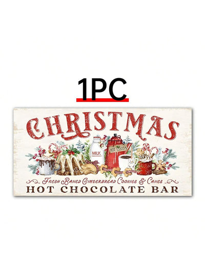 Festive Farmhouse Christmas Wall Art: Hot Cocoa Bar Canvas Decoration