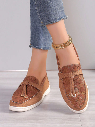 European American Fashion: Brown Casual Slip-On Loafers for Women