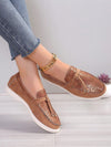 European American Fashion: Brown Casual Slip-On Loafers for Women