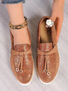 European American Fashion: Brown Casual Slip-On Loafers for Women