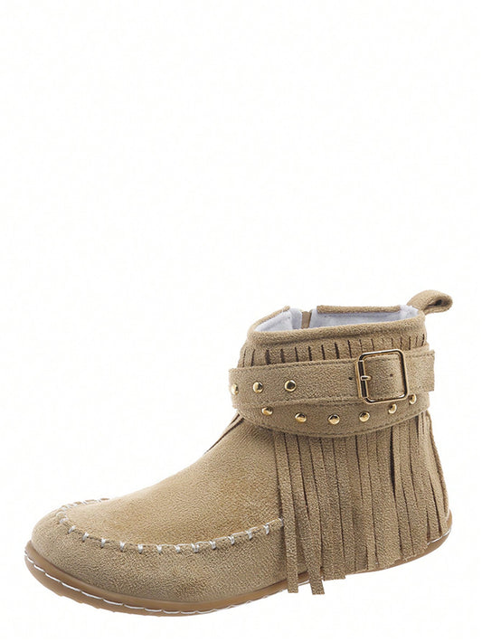 Vintage Vibes: Frosted Tassel Short Boots for Women - Perfect for Spring and Autumn