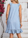 Ruffle Trim Sleeveless Denim Dress: Perfect for a Stylish Vacation Getaway