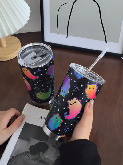 Colorful Ghost Insulated Tumbler: Perfect for Travel, Outdoor, Gym, and More