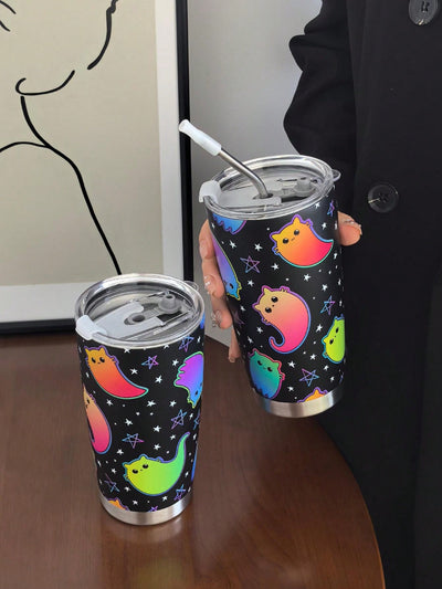 Colorful Ghost Insulated Tumbler: Perfect for Travel, Outdoor, Gym, and More