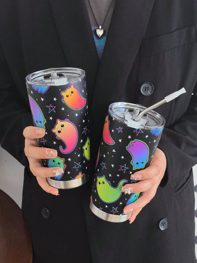 Colorful Ghost Insulated Tumbler: Perfect for Travel, Outdoor, Gym, and More