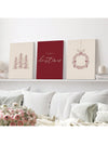 Minimalist Christmas Charm: Set of 3 Burgundy and Beige Wall Decorations