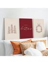 Minimalist Christmas Charm: Set of 3 Burgundy and Beige Wall Decorations