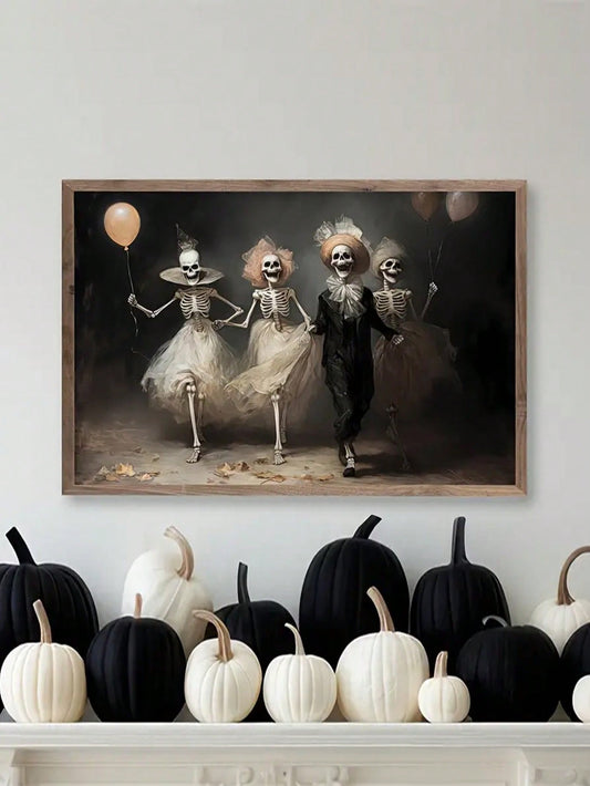 Gloomy Skeleton Party Canvas Poster: Vintage Halloween Wall Art (Copy)