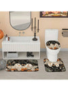 Cartoon Pumpkin & Skull Halloween Bathroom Set: Shower Curtain, Hooks, Mat, Rug