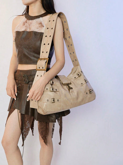 Retro Punk Rock One-Shoulder Bag: The Ultimate Cool and Edgy Travel Companion